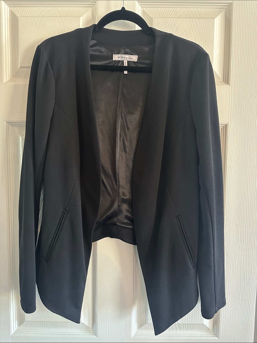 BCBGMaxAzria Black Open-Front Draped Blazer